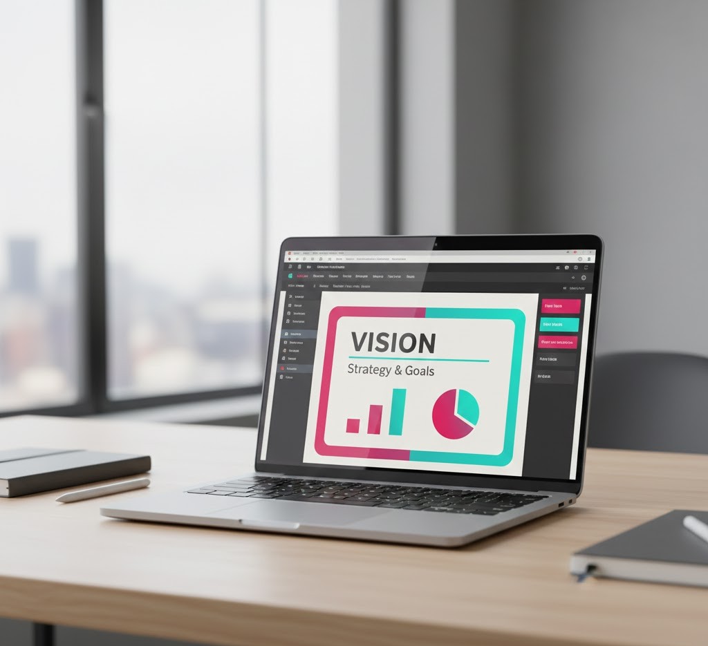 Modern presentation template displayed on laptop